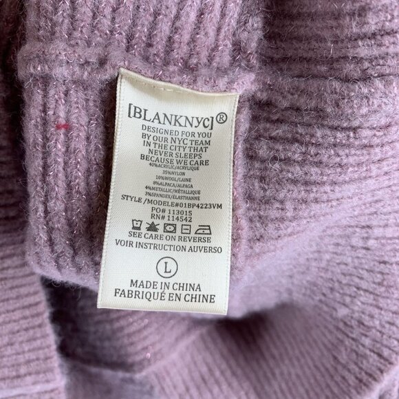 Blank NYC Prelude to a Kiss Pink Metallic Balloon Sleeve Sweater Size Large - Picture 7 of 8